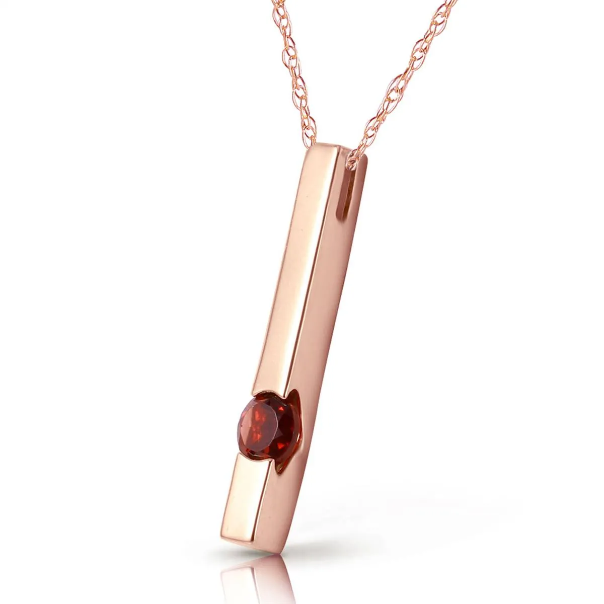 0.25 Carat 14K Solid Rose Gold Bar Garnet Necklace