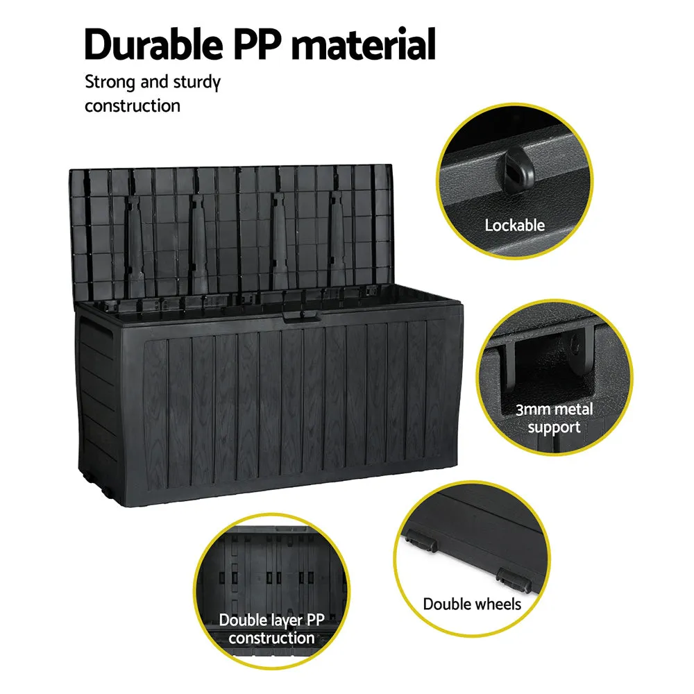 220L UV-Resistant Lockable Deck Storage Box, Bench - Gardeon