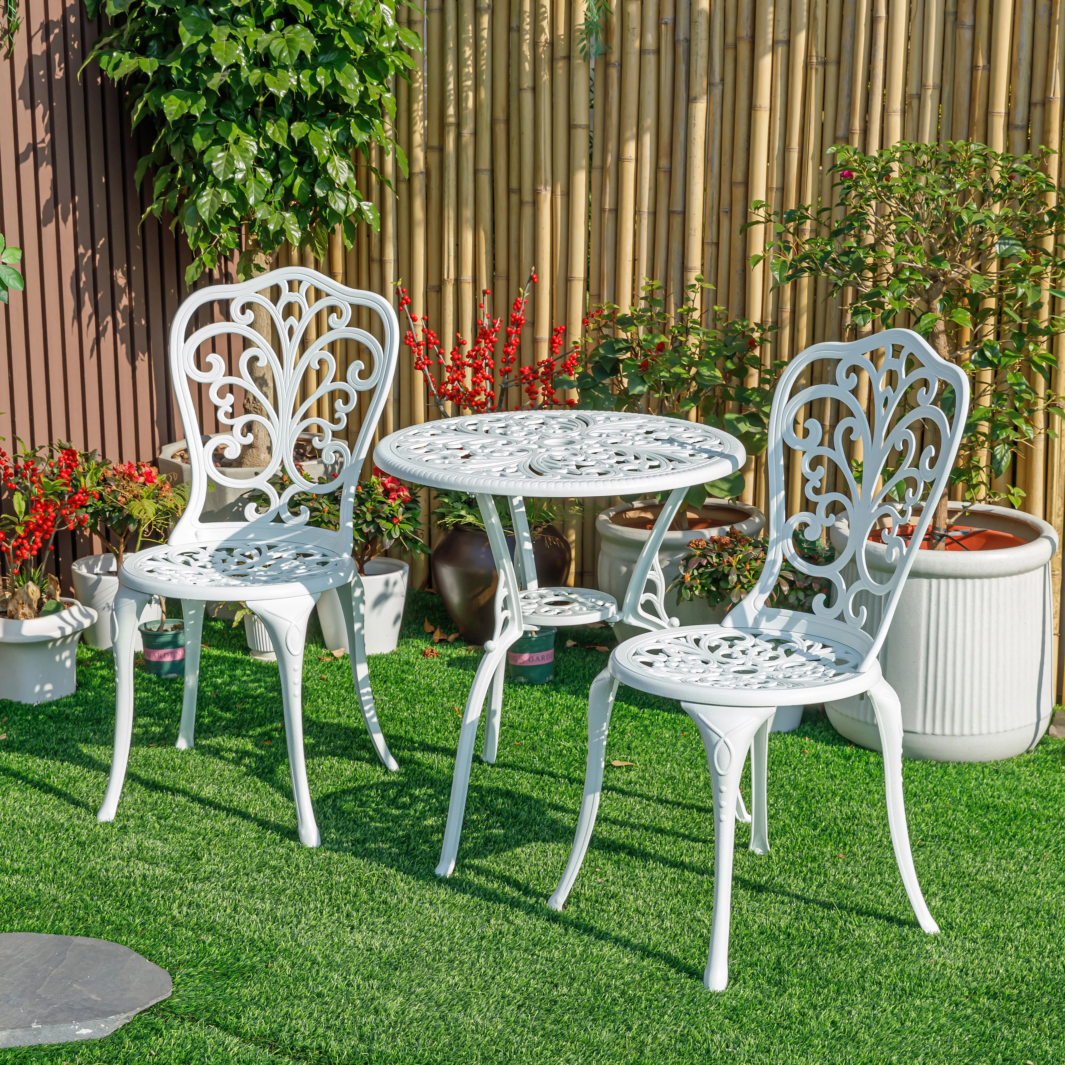 78658-B-WT -  Classic Comfort- White Cast Aluminium Bistro Set