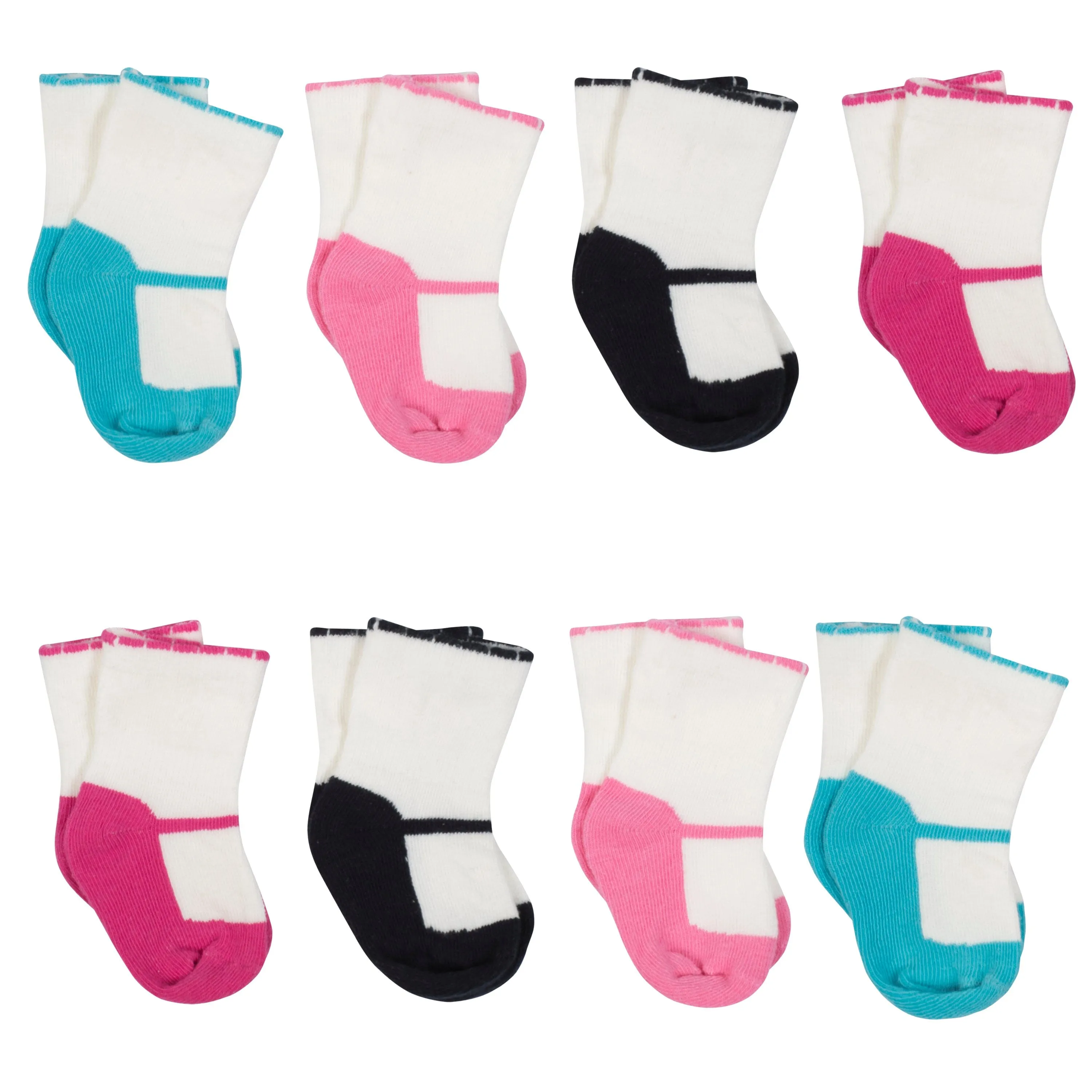 8-Pack Baby Girls Mary Janes Wiggle Proof® Socks