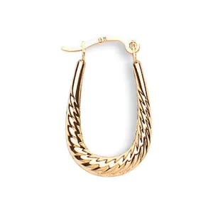 9ct Yellow Gold 21mm Oval Hoop Earrings