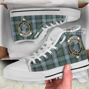 Alexander of Menstry Hunting Tartan High Top Shoes with Family Crest