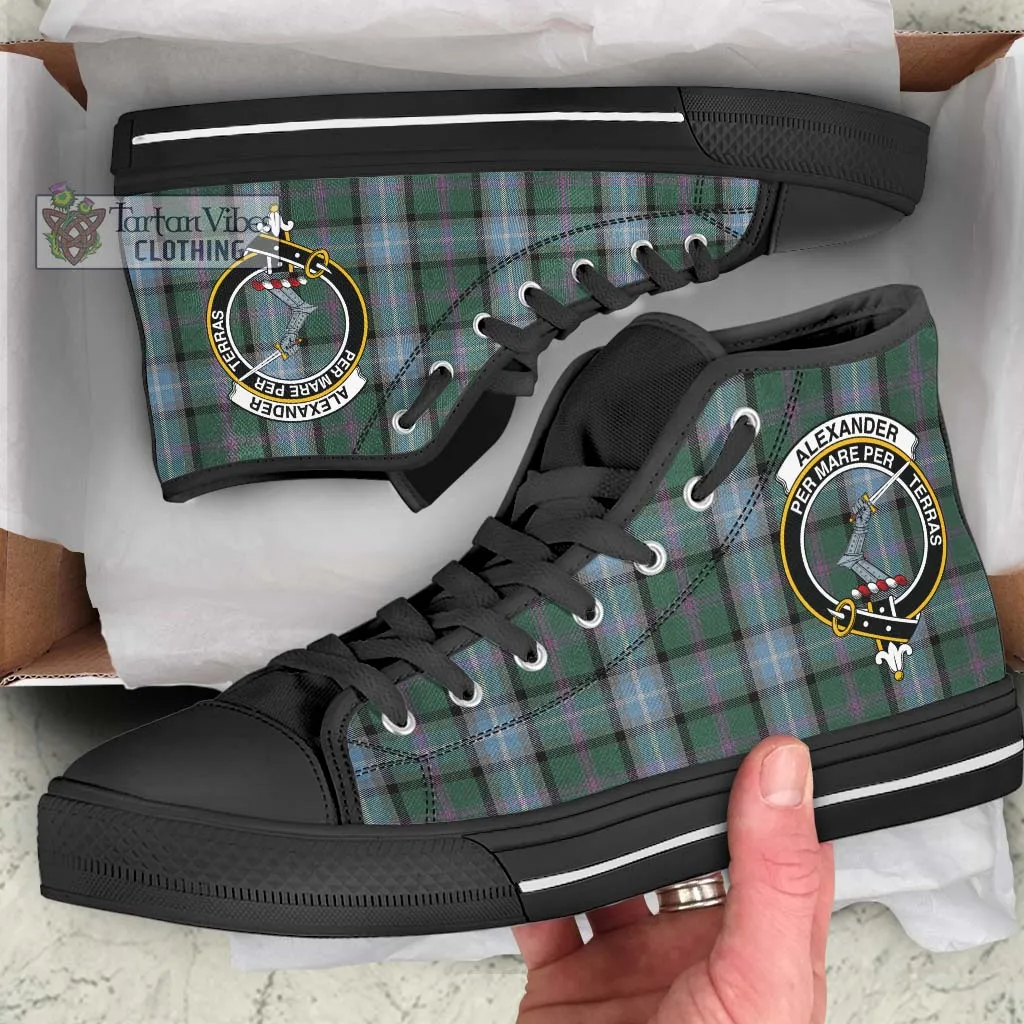 Alexander of Menstry Hunting Tartan High Top Shoes with Family Crest