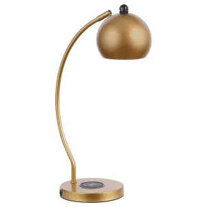 Andreas - Study Table With Wireless Charger Lamp - Gold