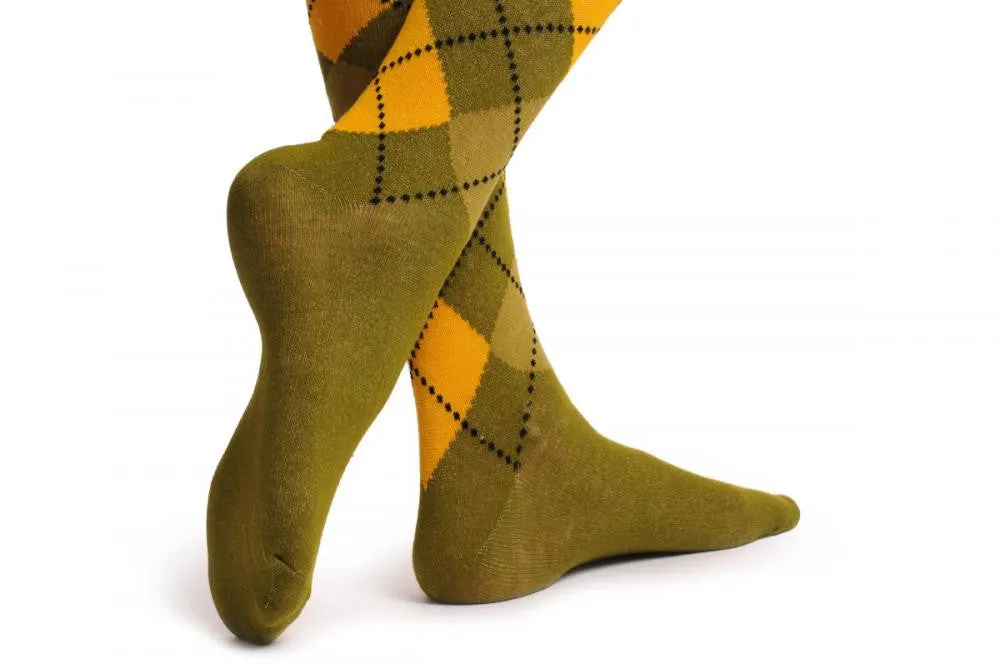 Argyle Grey Mustard & Dark Green