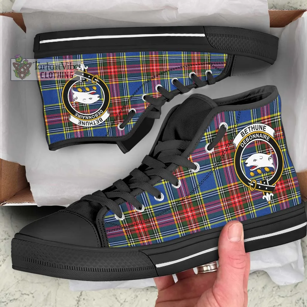 Bethune Tartan High Top Shoes with Family Crest