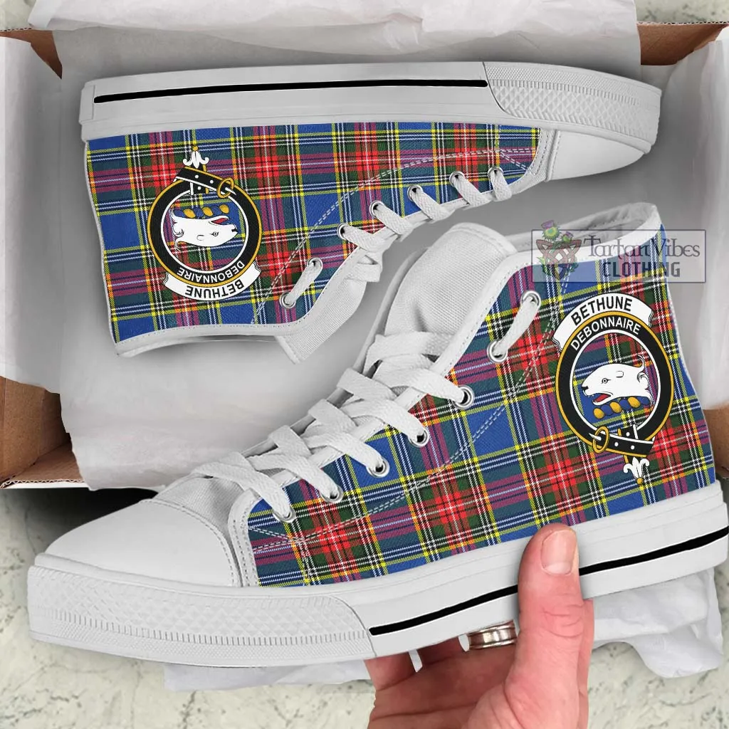 Bethune Tartan High Top Shoes with Family Crest