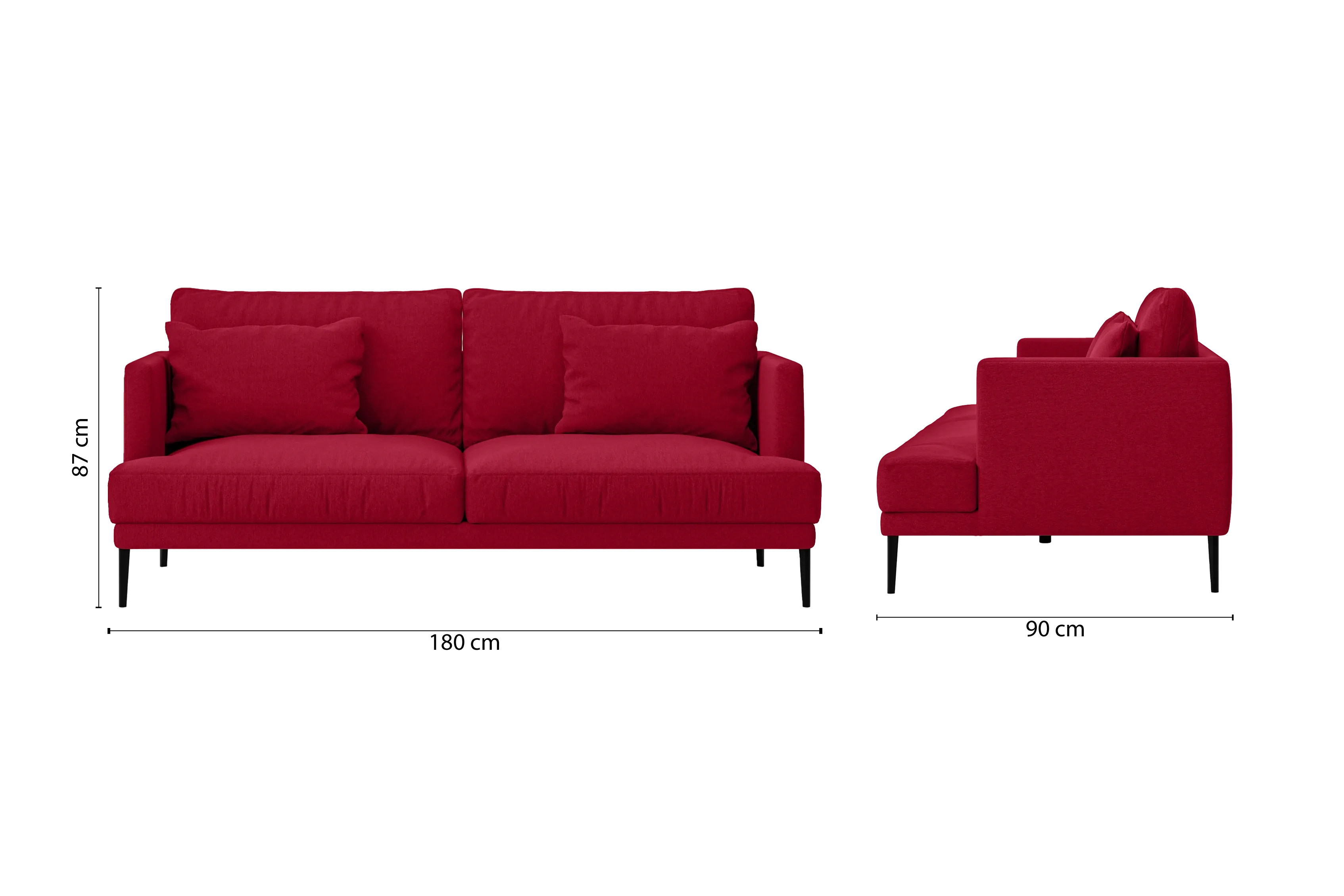 Bisceglie 2 Seater Sofa Red Linen Fabric