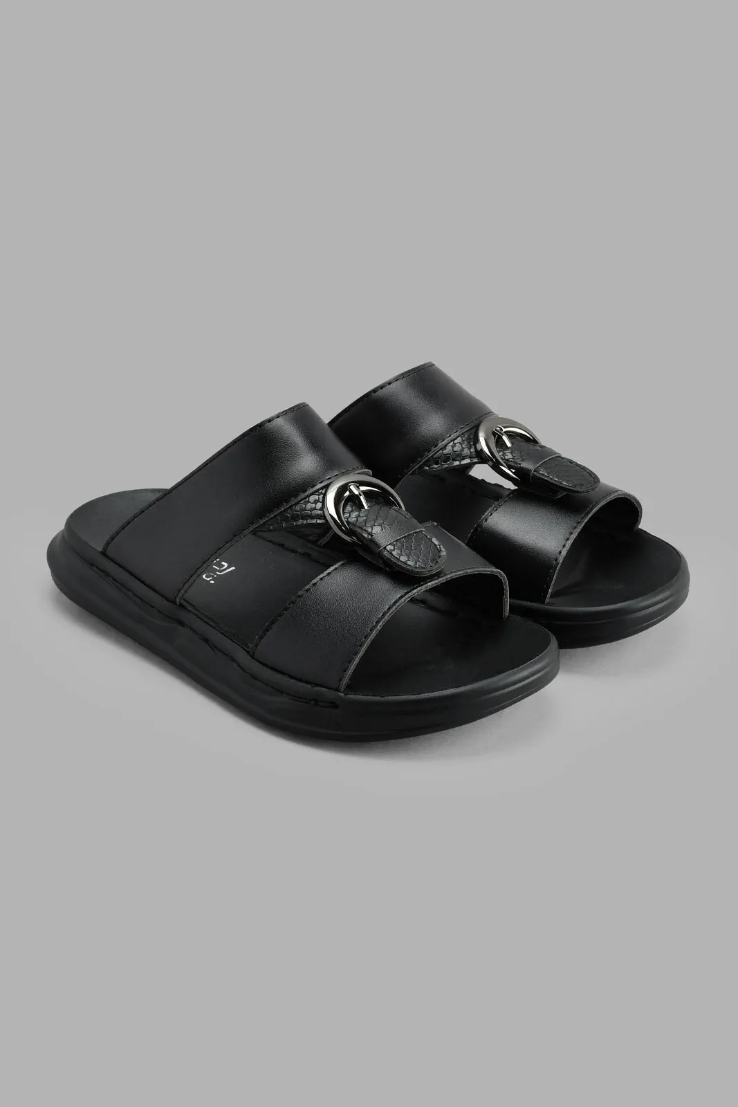 Black Textured Sandal