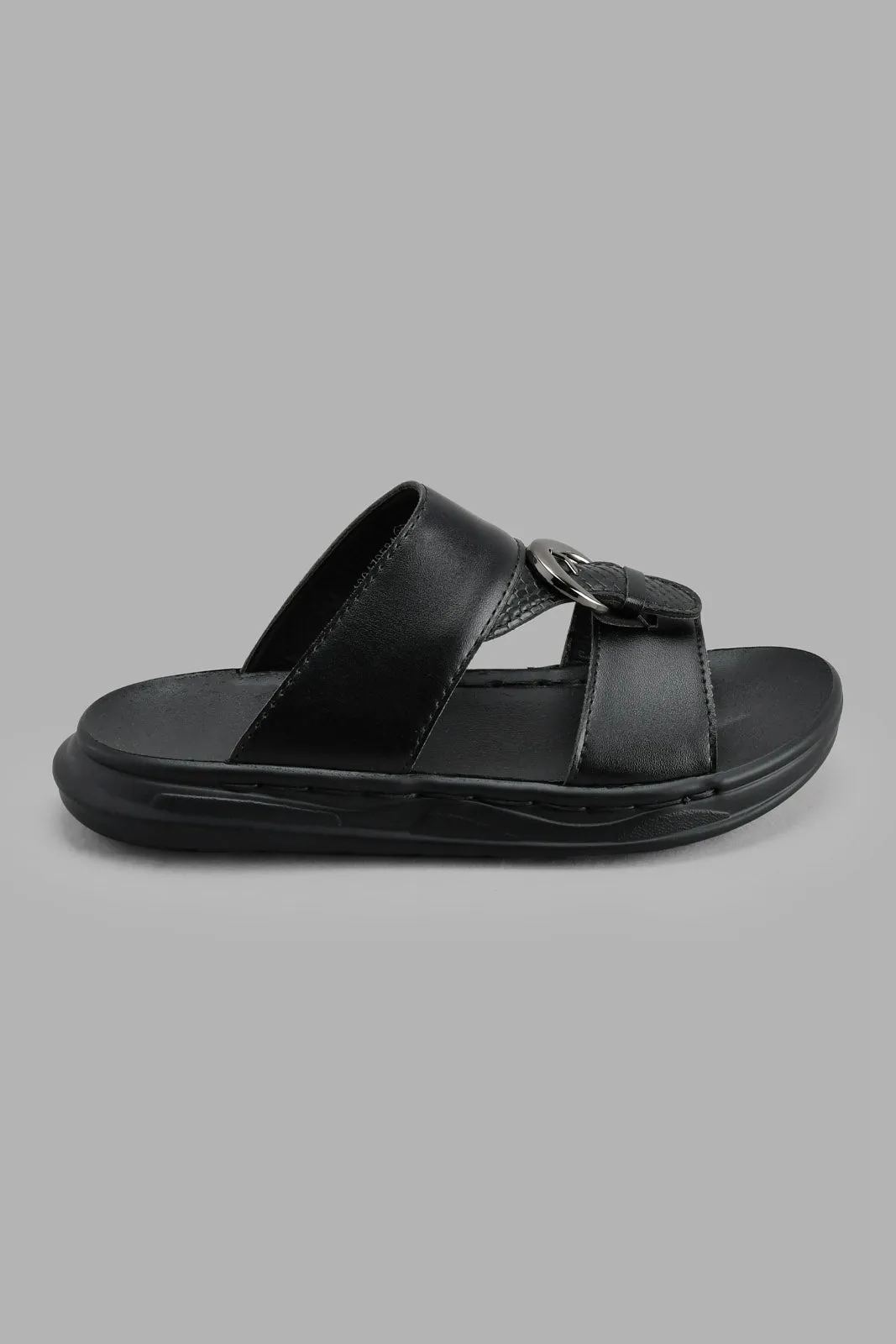 Black Textured Sandal