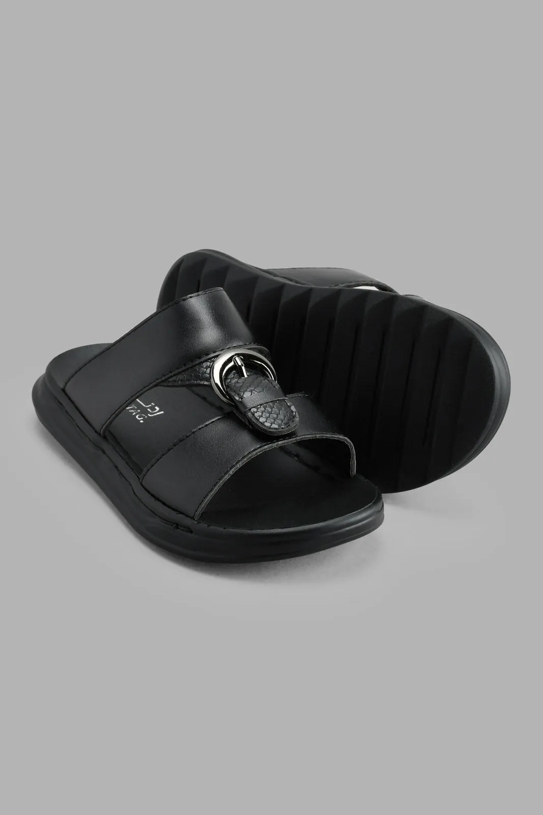 Black Textured Sandal