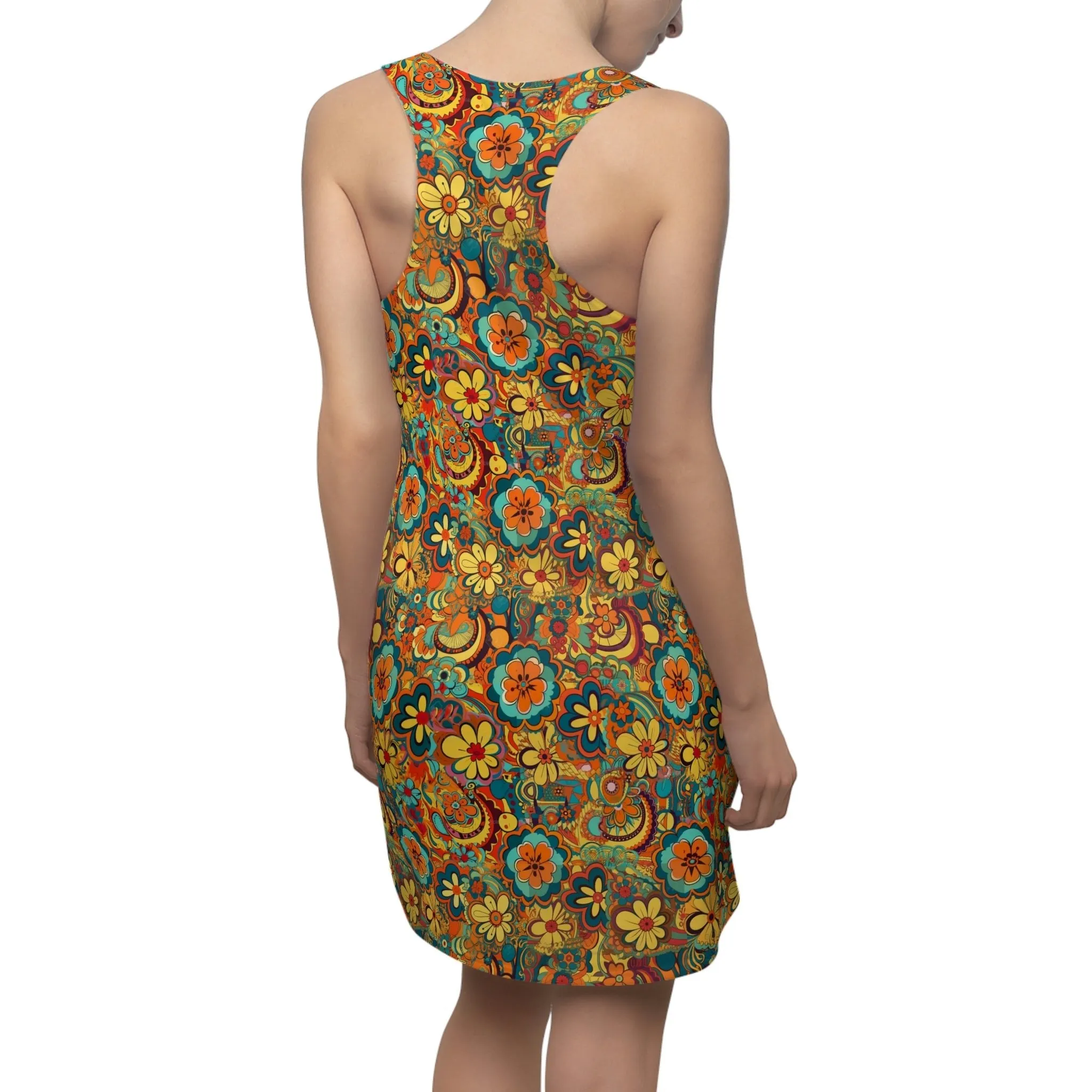 BOHO Hippy Art Nouveau Floral Pattern Floral Women's Racerback Dress