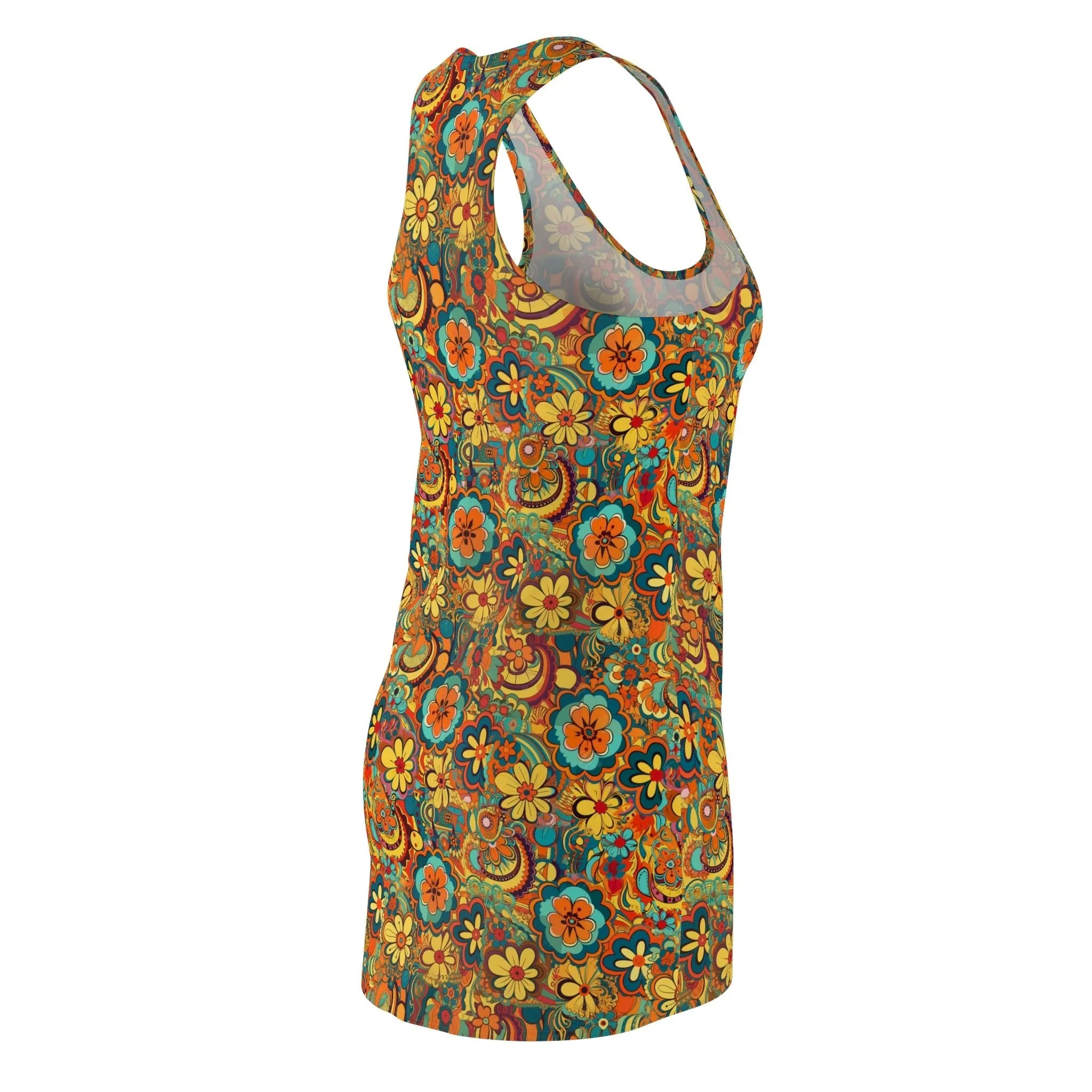 BOHO Hippy Art Nouveau Floral Pattern Floral Women's Racerback Dress