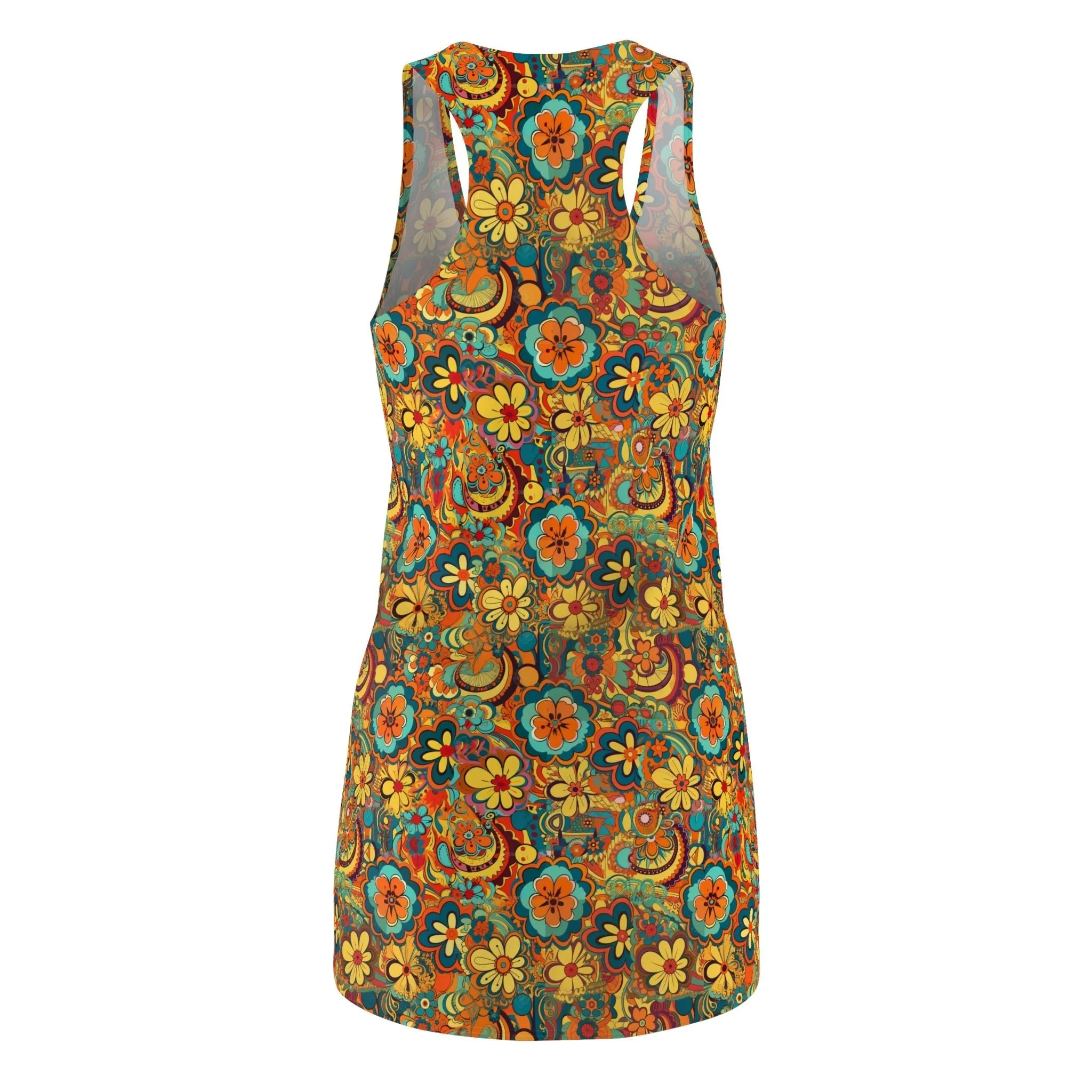 BOHO Hippy Art Nouveau Floral Pattern Floral Women's Racerback Dress