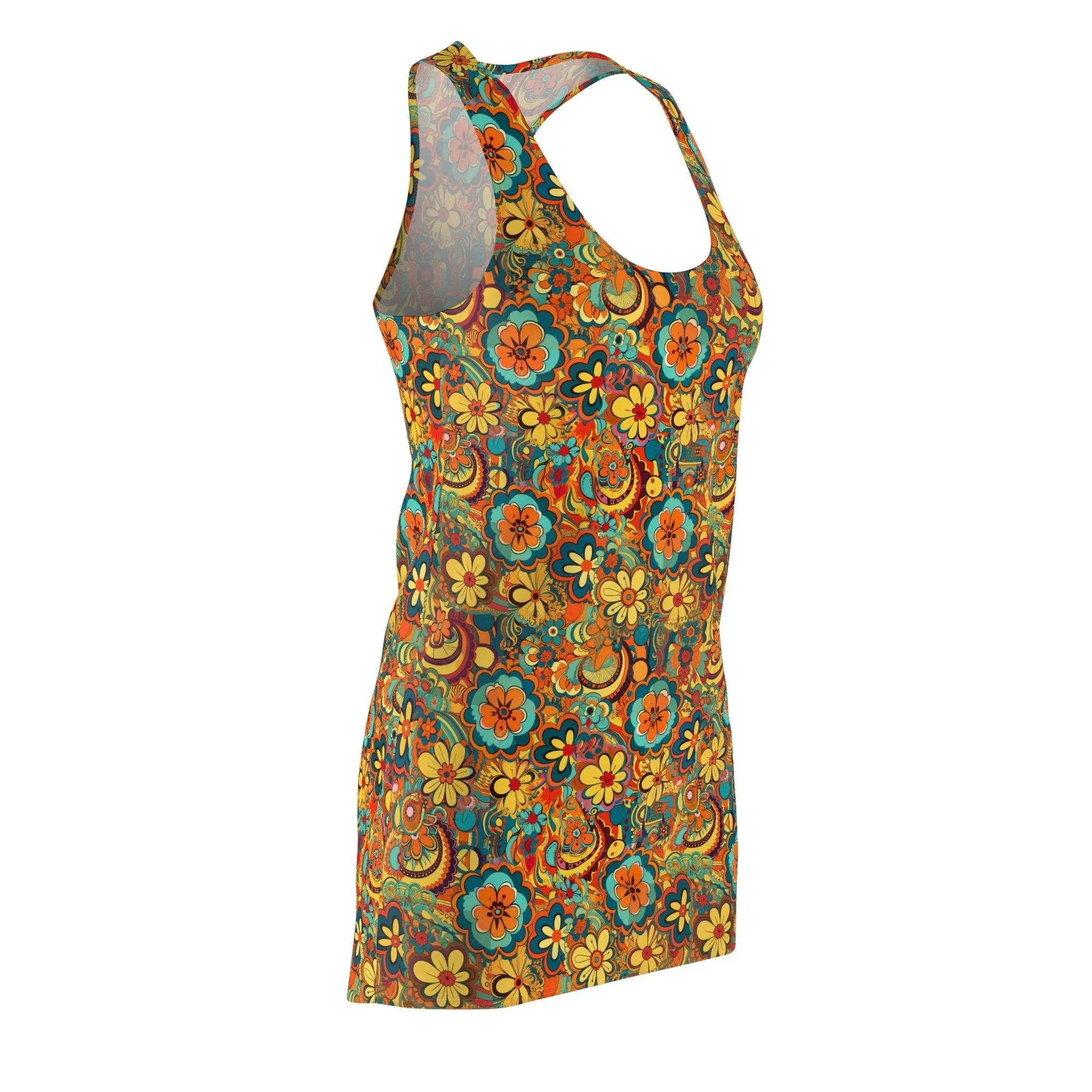 BOHO Hippy Art Nouveau Floral Pattern Floral Women's Racerback Dress