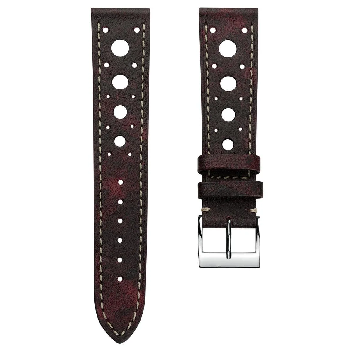 Boutsen Racing Handmade Patina Leather Watch Strap - Burgundy