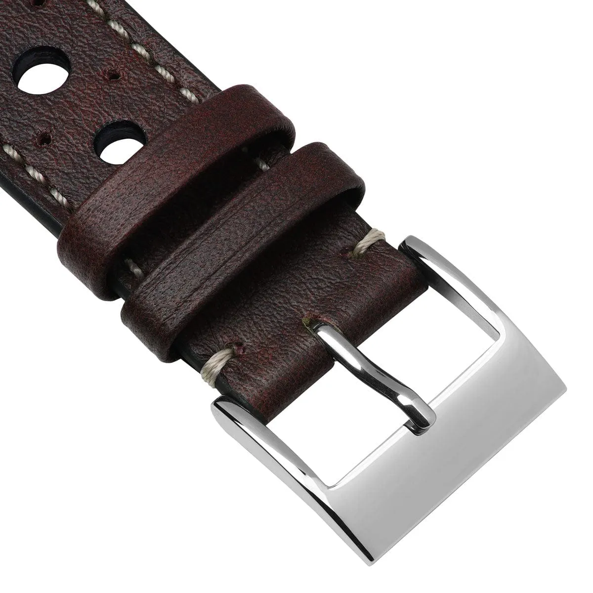 Boutsen Racing Handmade Patina Leather Watch Strap - Burgundy