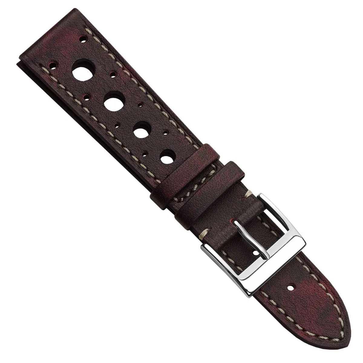 Boutsen Racing Handmade Patina Leather Watch Strap - Burgundy