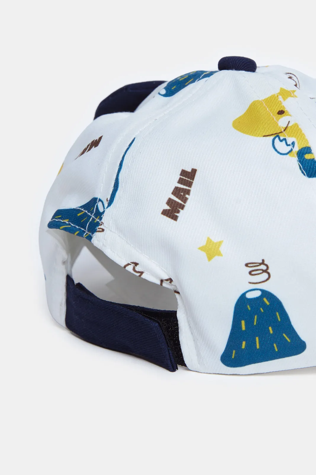 Boys Navy And Blue Dino Embroidery Cap