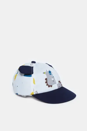 Boys Navy And Blue Dino Embroidery Cap