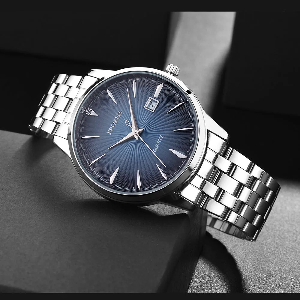 Brand Waterproof Men's Watch Steel Belt Quartz Watch Tik Tok Live Stream Calendar Business Men's Watch