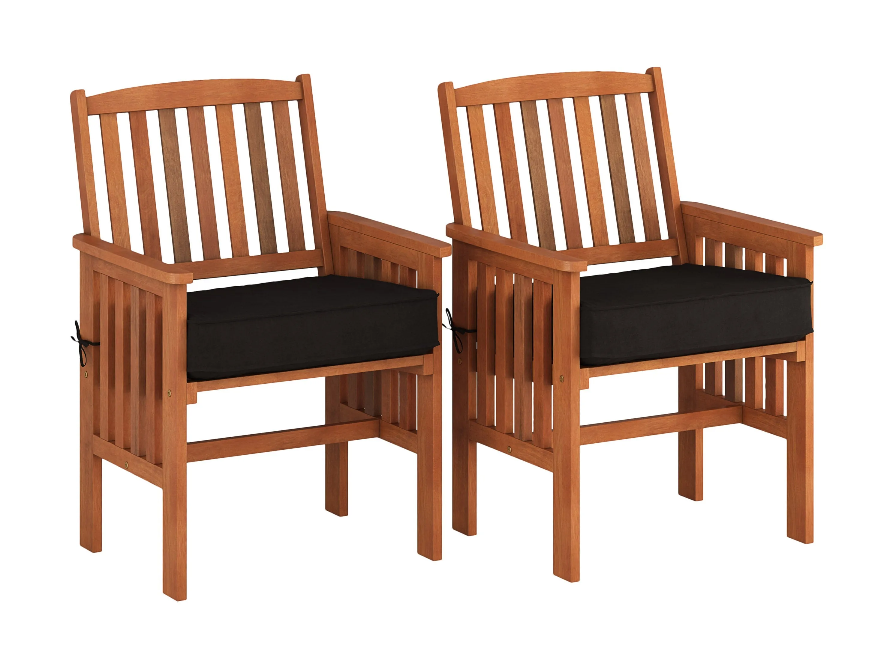 Brown Wooden Armchair Set of 2