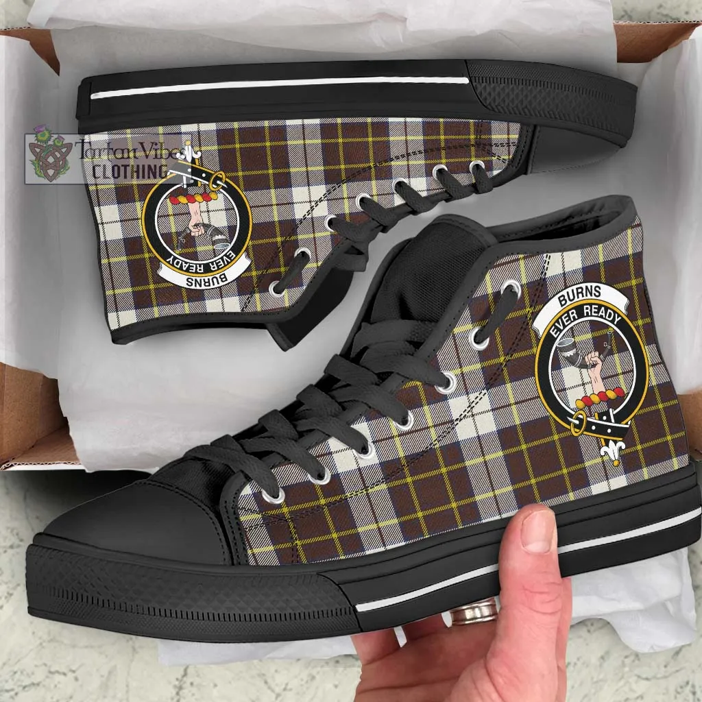 Burns Battalion Weathered Tartan High Top Shoes with Family Crest