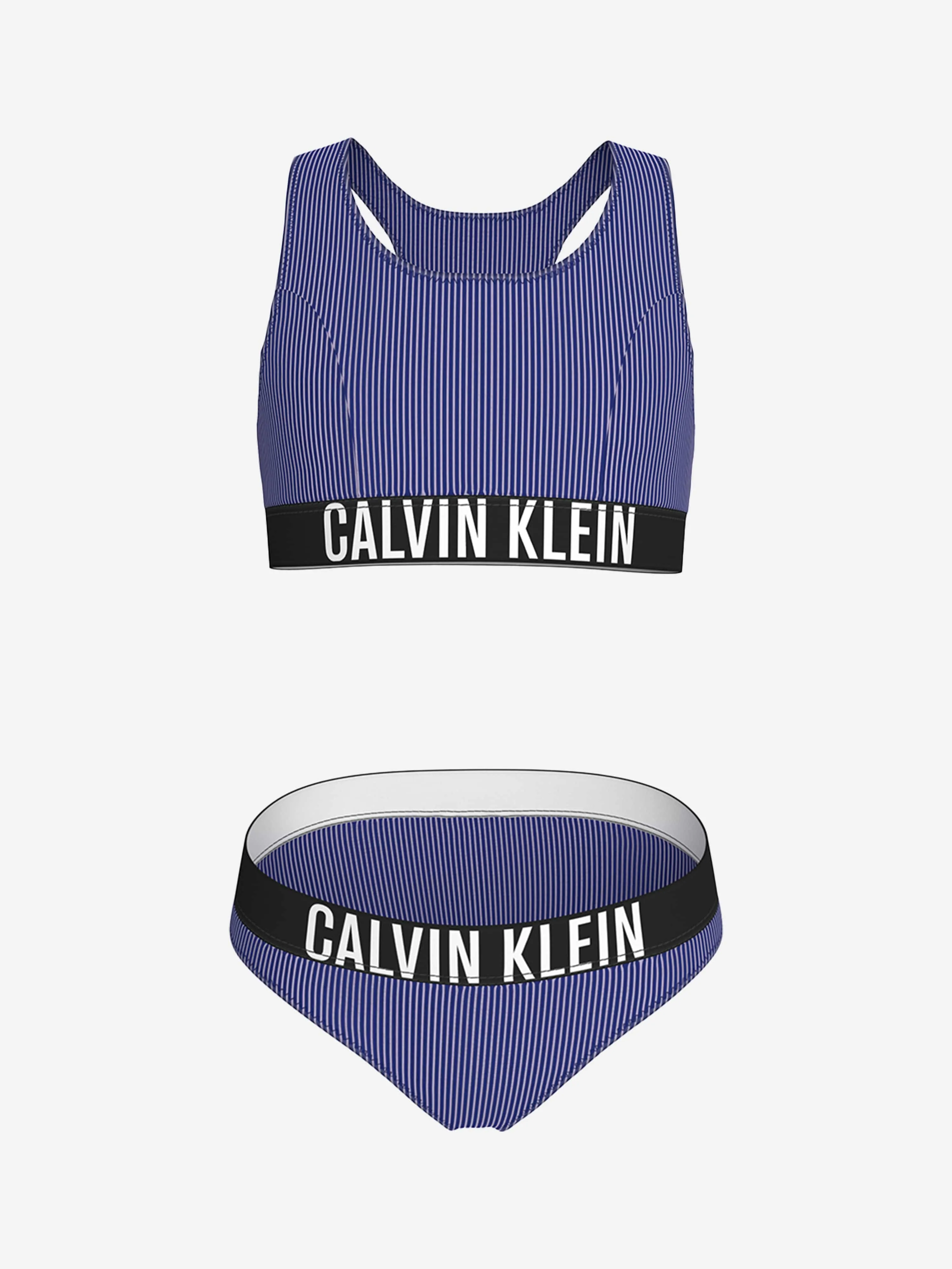 Calvin Klein Girls Logo Bralette Bikini in Blue