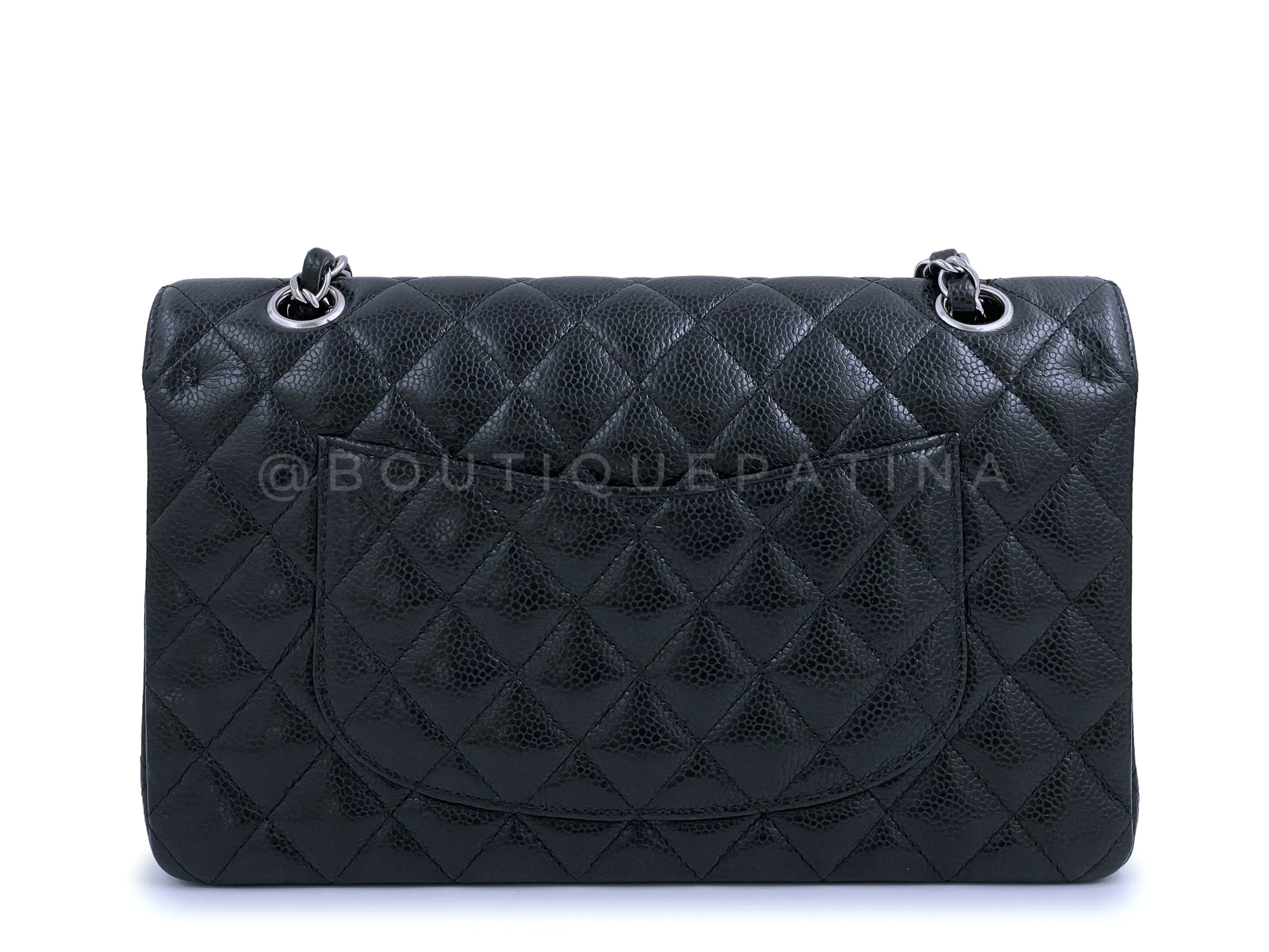 Chanel 2008 Black Caviar Medium Classic Double Flap Bag SHW