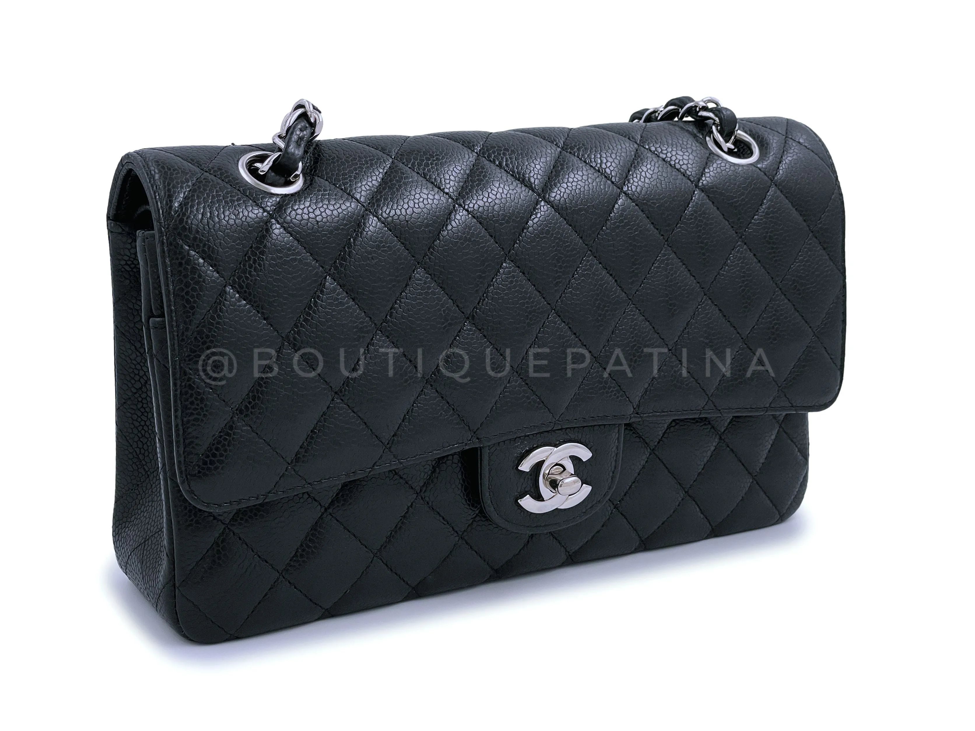 Chanel 2008 Black Caviar Medium Classic Double Flap Bag SHW