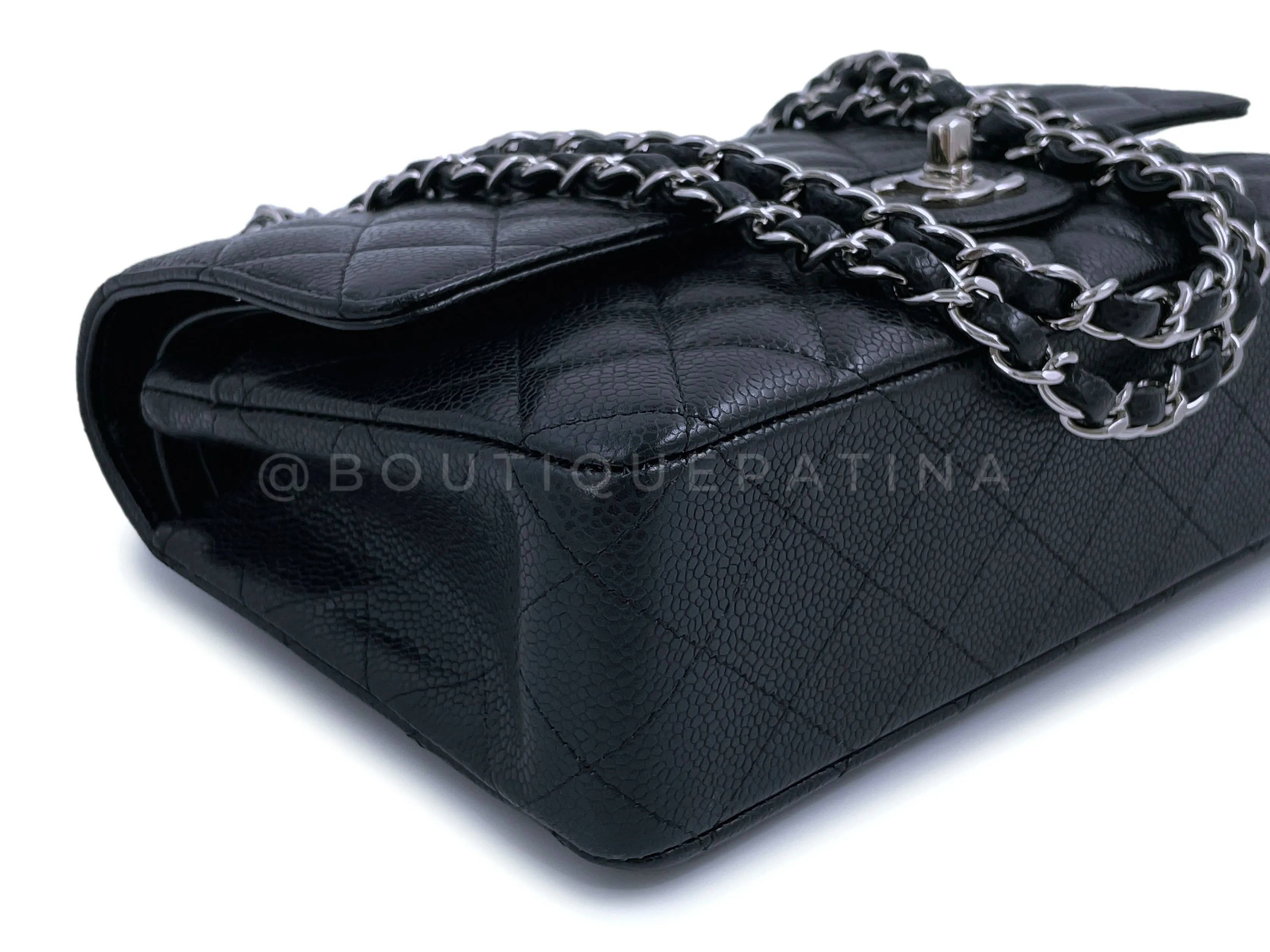 Chanel 2008 Black Caviar Medium Classic Double Flap Bag SHW