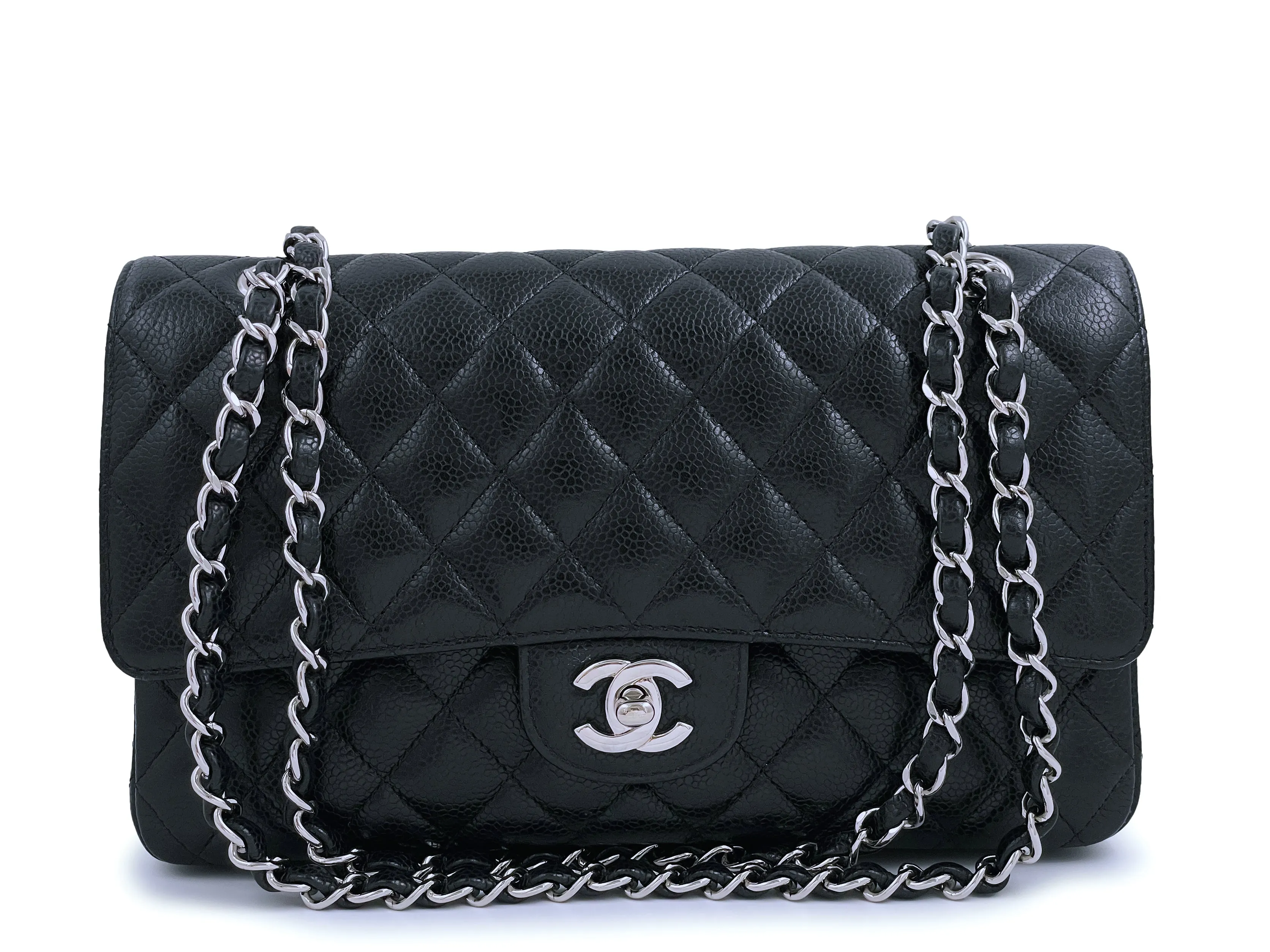 Chanel 2008 Black Caviar Medium Classic Double Flap Bag SHW