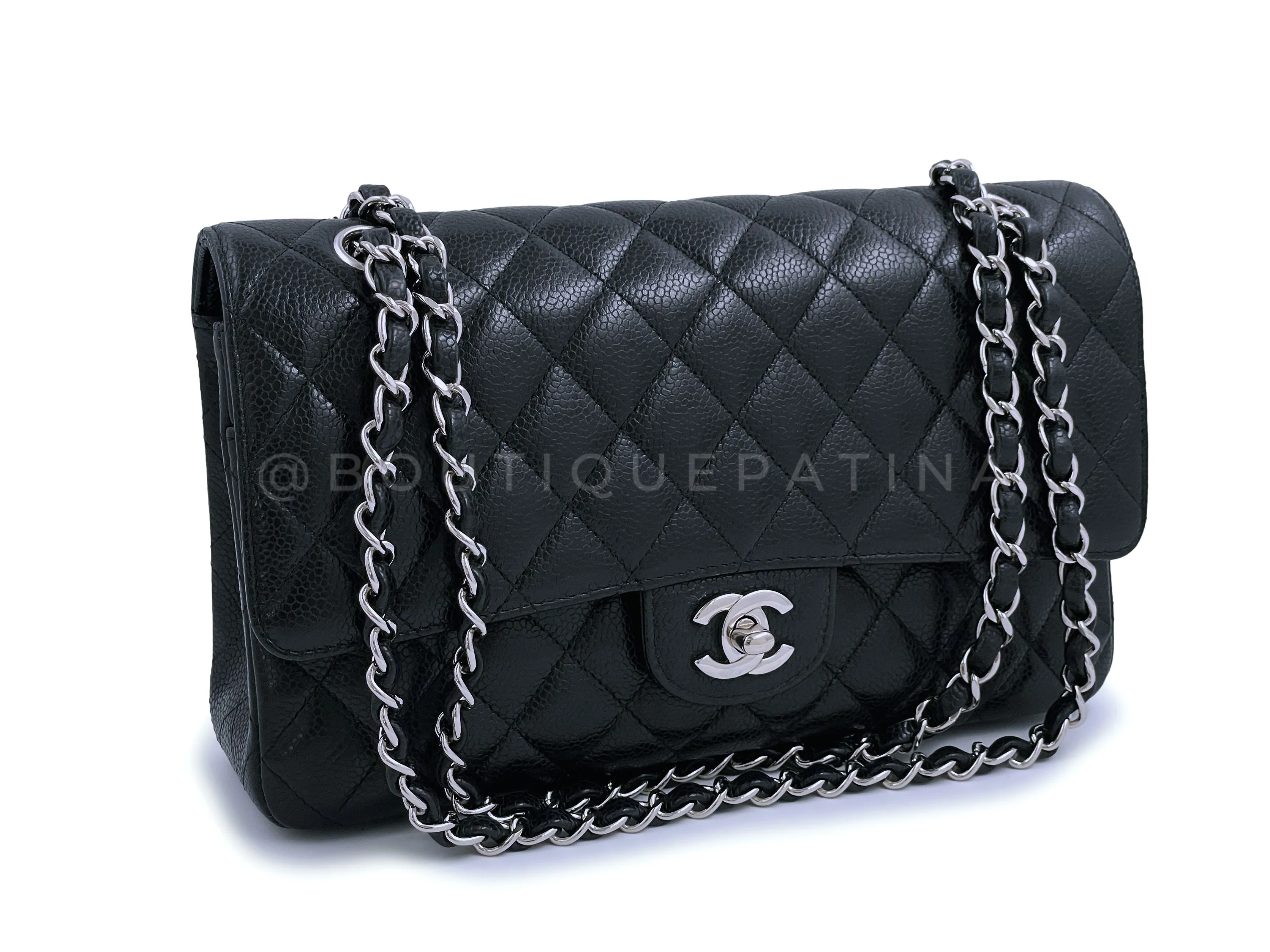 Chanel 2008 Black Caviar Medium Classic Double Flap Bag SHW