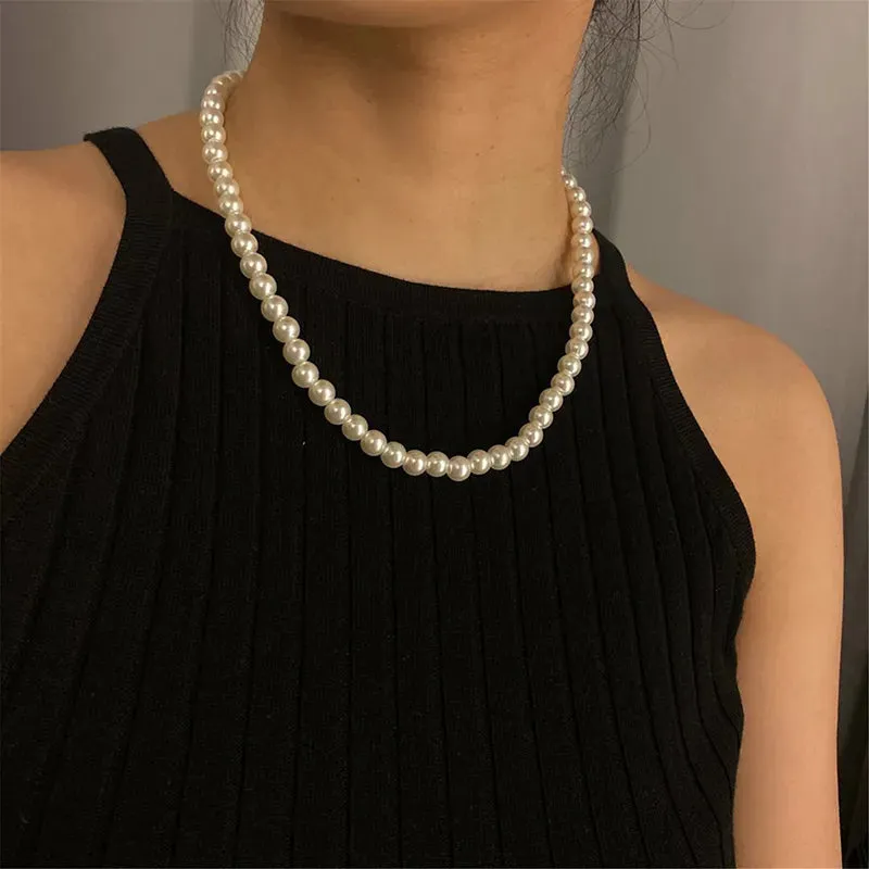 Classic and Elegant White Pearl Choker Necklace