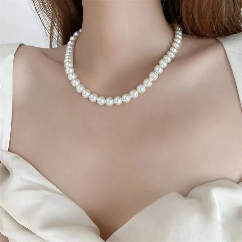 Classic and Elegant White Pearl Choker Necklace