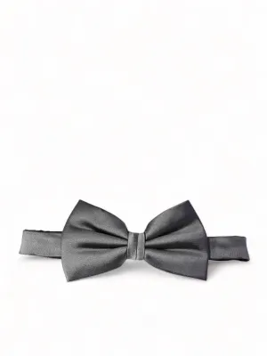 Classic Grey Wedding Bow Tie and Pocket Square Set