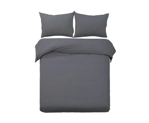 Classic Quilt Cover Set - Charcoal