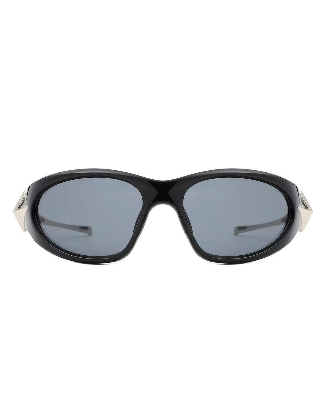 Creastein - Irregular Oval Sporty Wrap-Around Sunglasses