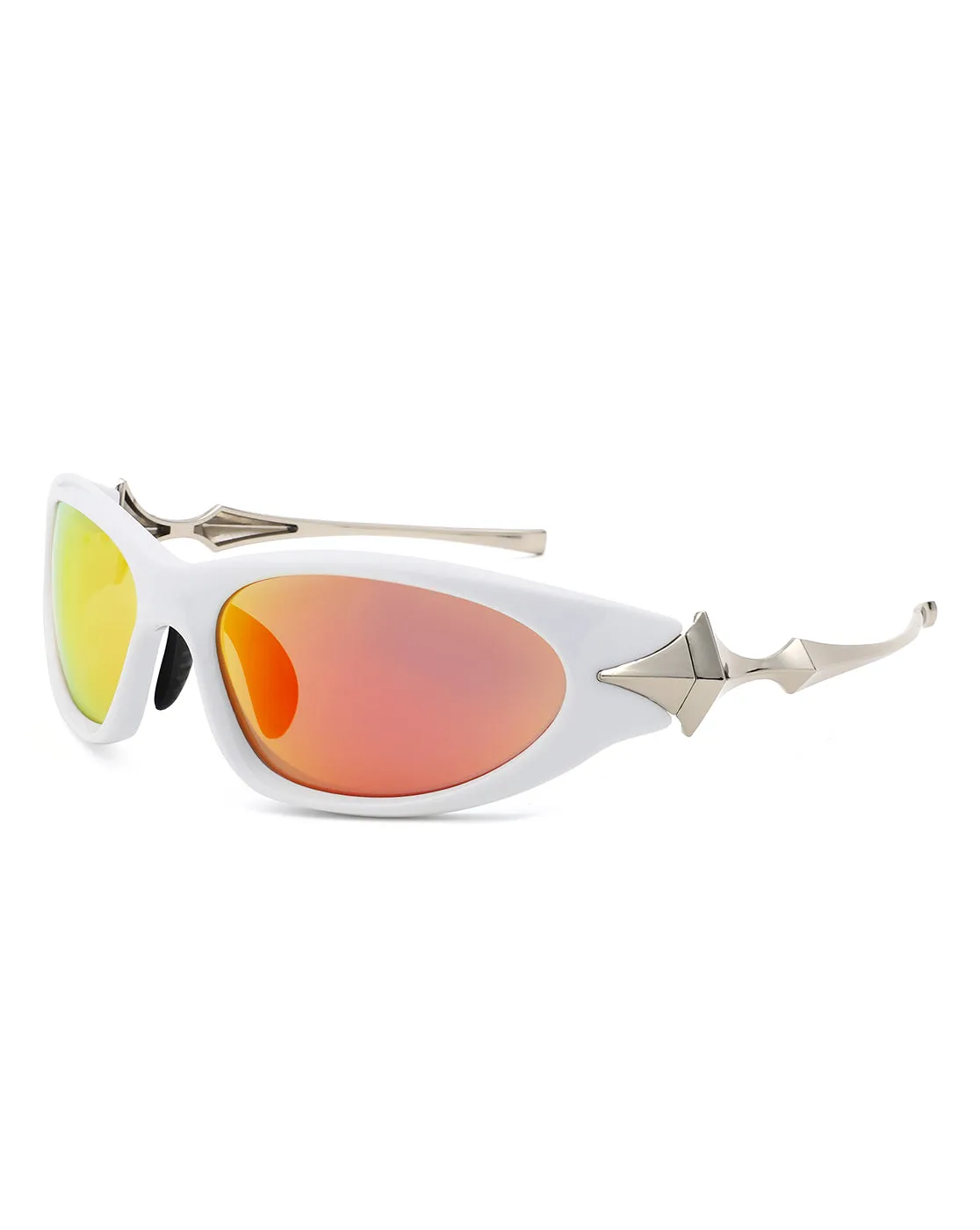 Creastein - Irregular Oval Sporty Wrap-Around Sunglasses