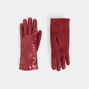 Diamond Puffer Touchscreen Gloves -  Red