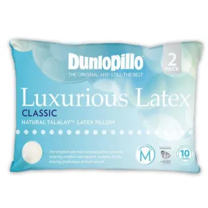 Dunlopillo Classic 2 Pack Genuine Luxurious Talalay Latex Medium Profile & Feel Pillows