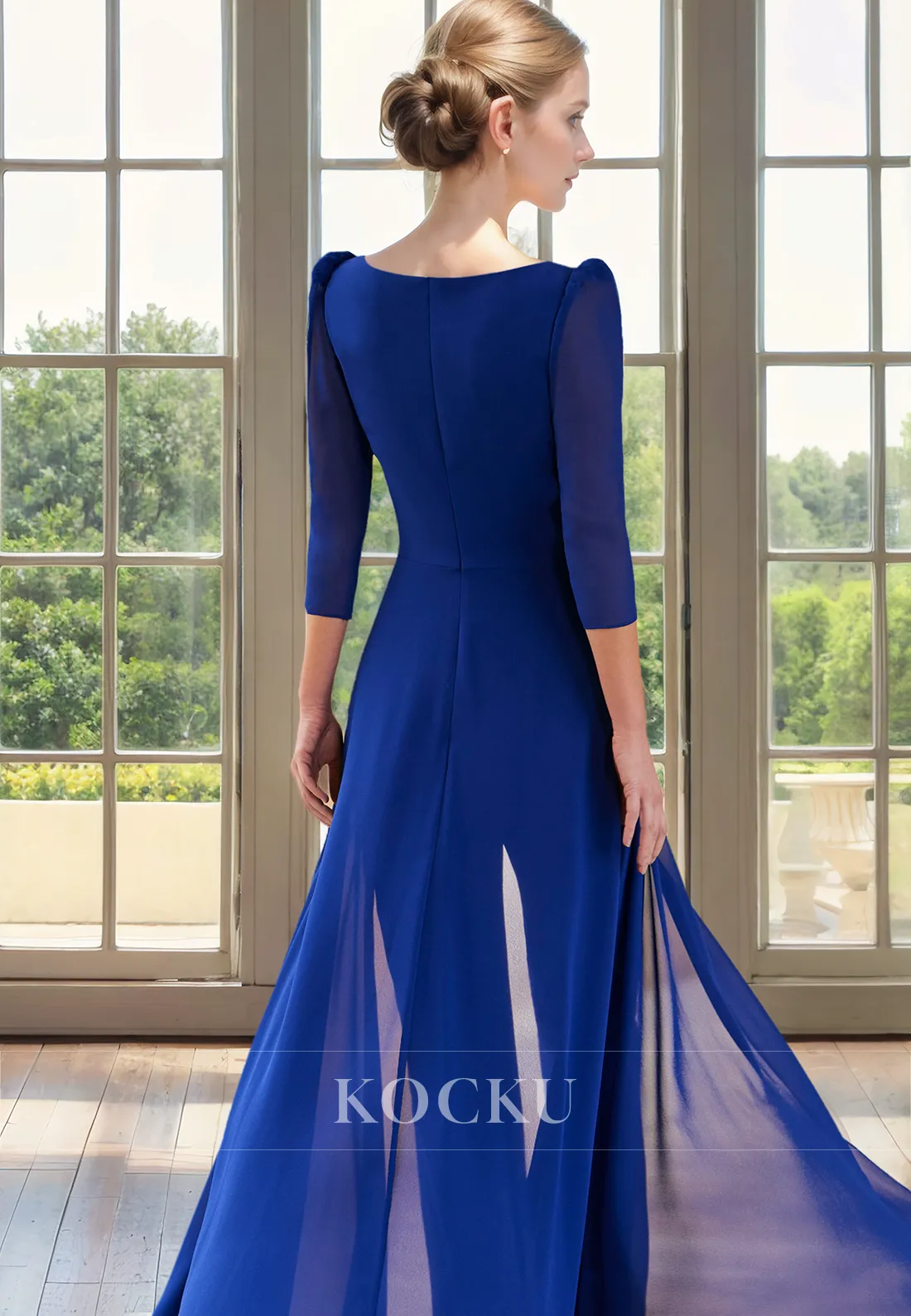 Elegant & Simple Long sleeves V-Neck Two-Piece Cocktail Mother of the Bride Dress