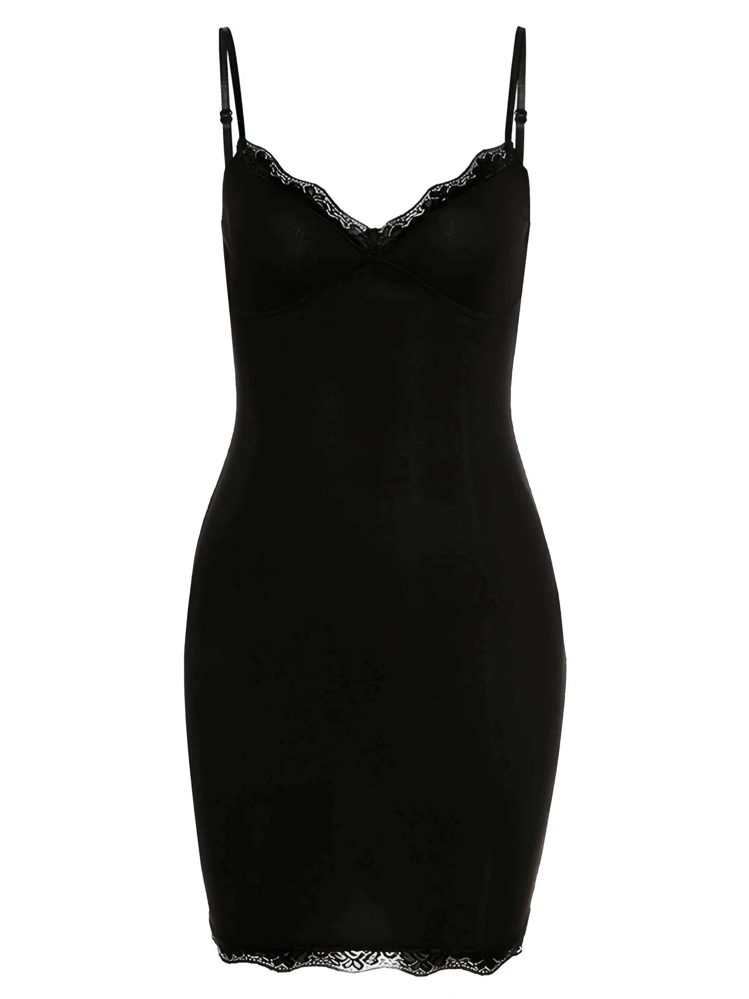 Elegant Black Ruched Slip Dress