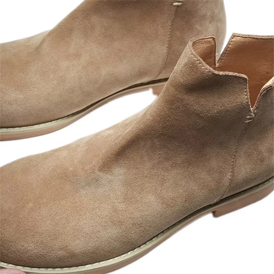 Elegant Cowhide Slip On Ankle Booties