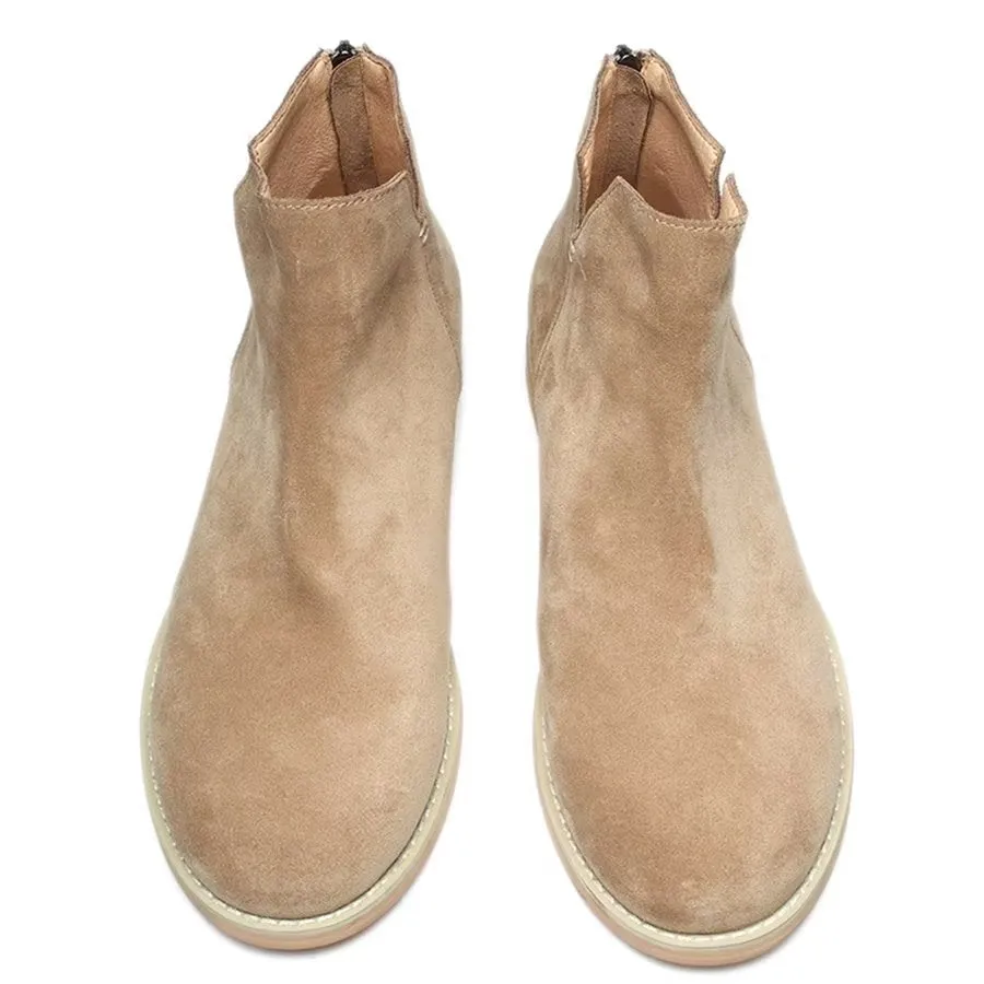 Elegant Cowhide Slip On Ankle Booties