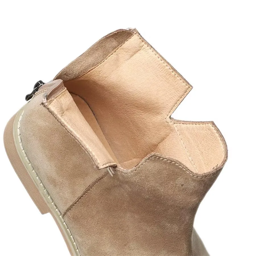 Elegant Cowhide Slip On Ankle Booties