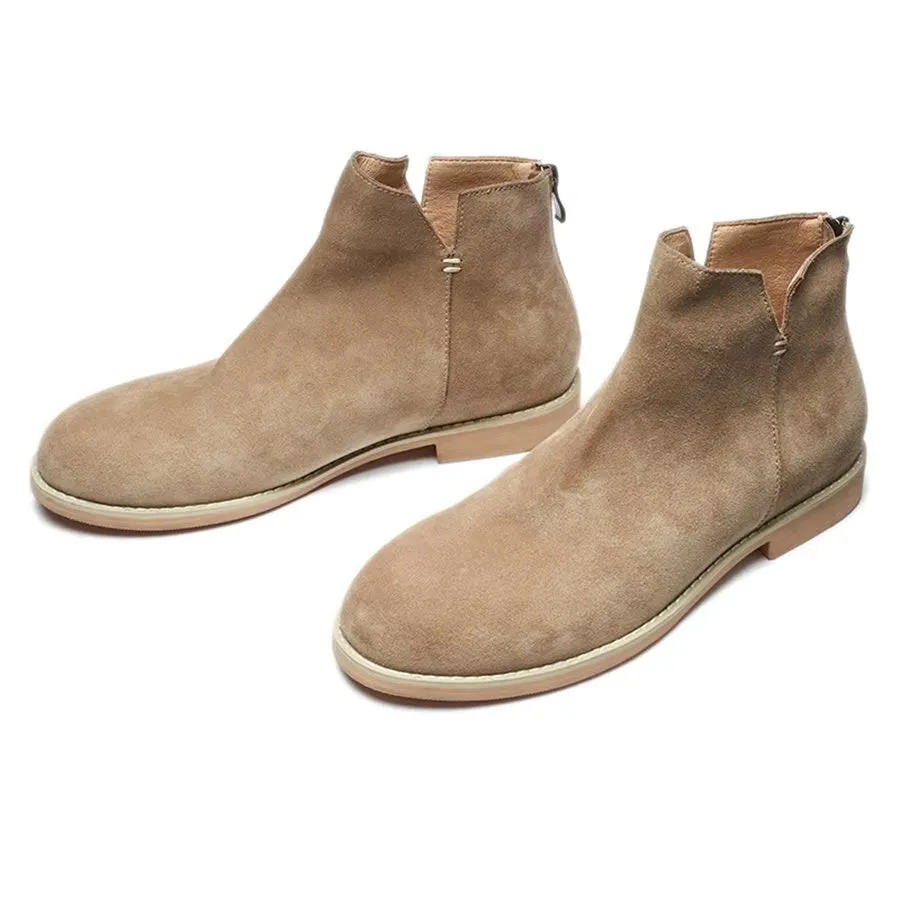 Elegant Cowhide Slip On Ankle Booties