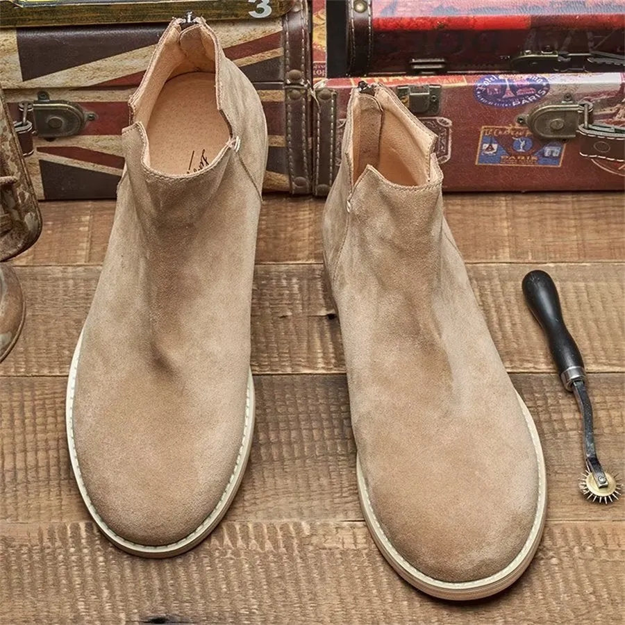 Elegant Cowhide Slip On Ankle Booties