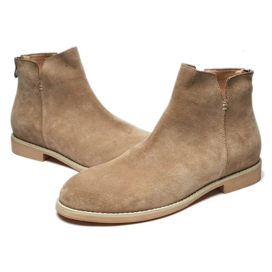 Elegant Cowhide Slip On Ankle Booties