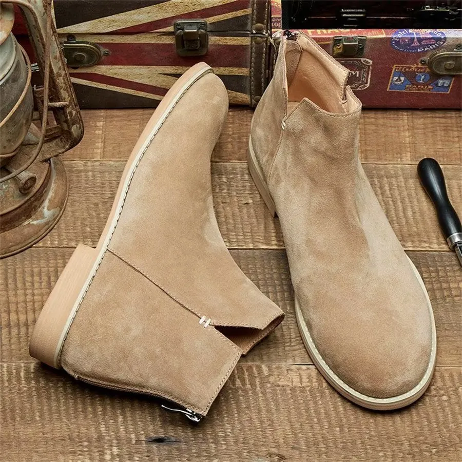 Elegant Cowhide Slip On Ankle Booties